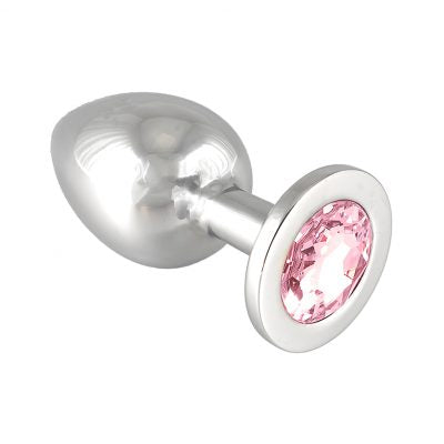 Silver Butt Plug with Crystal (Large)
