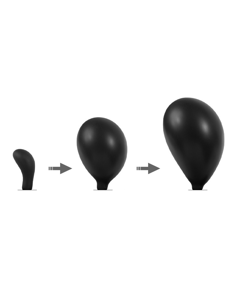 Rimba Latex Play - Inflatable Curved Anal Plug with Pump - Black - Image 4
