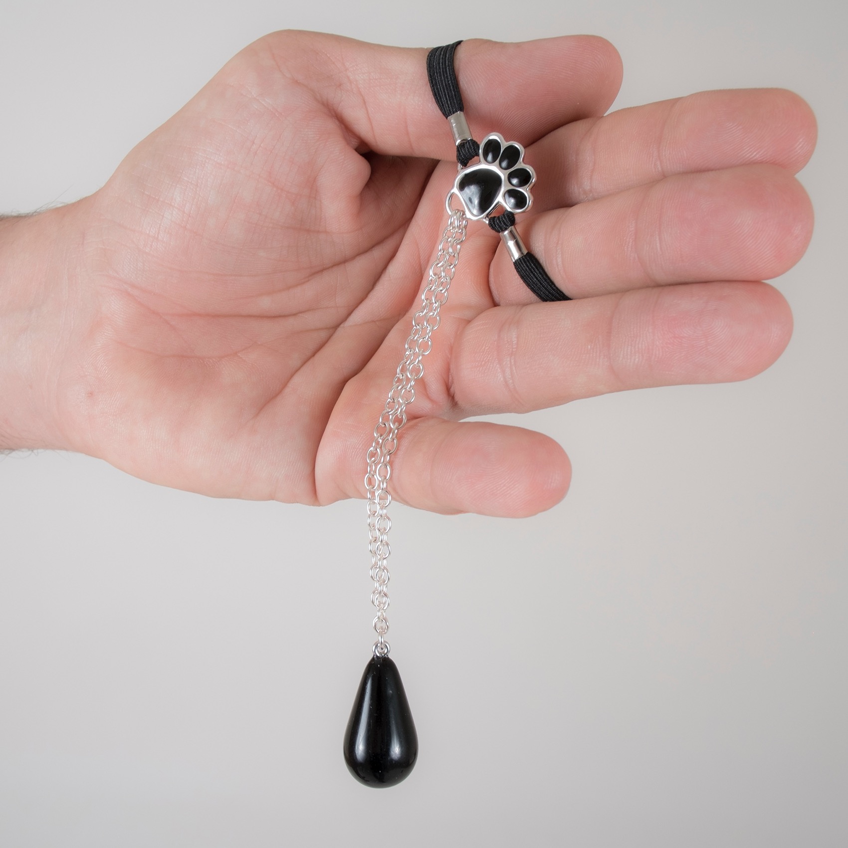 BH189 Silver Penis Cat Paw Penis Band with Pendant - Image 2